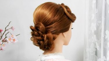 【フラワーヘア】三つ編み花 髪型 /低めシニヨン